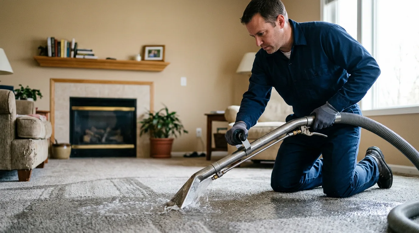 Water damage restoration technician working near Hutsonville, IL